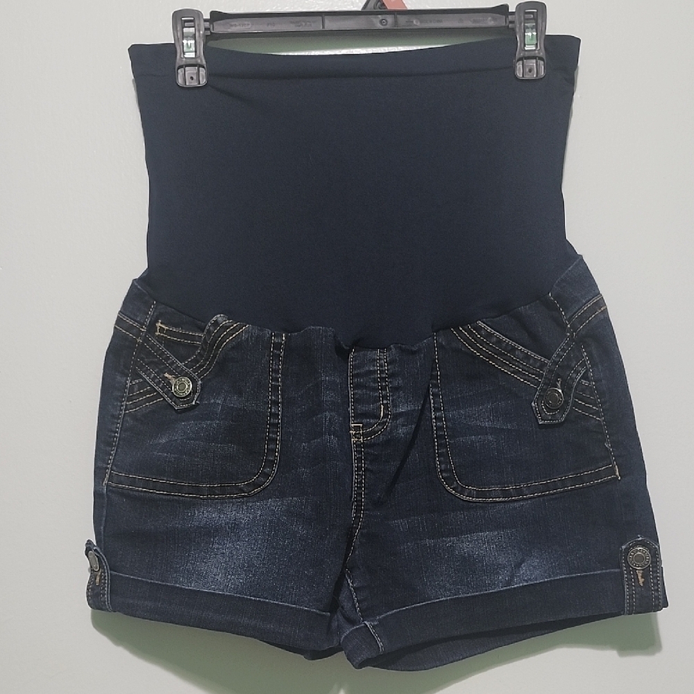 Bella Vita Blue Jean Maternity Shorts